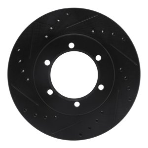 Nissan Frontier Brake Rotor (1) - Front Left - R1 Concepts - Drilled & Slotted - Black - `98-`15